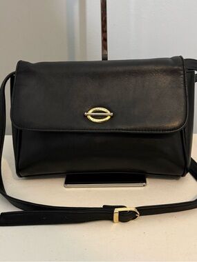 Vintage Etienne Aigner Crossbody Bag Black Leather